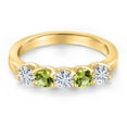 thumbnail image 3 of Gem Stone King 10K Yellow Gold White Moissanite and Green Peridot Wedding-Bands Ring for Women | 0.89 Cttw | Round 3.5MM | Gemstone Birthstone | Size 8, 3 of 7