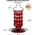 thumbnail image 4 of 25 Ounces Large Glass Hummingbird Feeders for Outdoors, Wild Bird Nectar Feeder with Perch & 5 Flower Feeding Ports Leak Proof Hanging for Garden Backyard Decor, Gifts for Women Mom, Red, 4 of 10