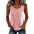 thumbnail image 7 of Stripe Tank Top for Women Crew Neck Sleeveless Loose Fit Button up Casual Tee Shirts Summer Fashion Tunic Tops Blouse Red, 7 of 7
