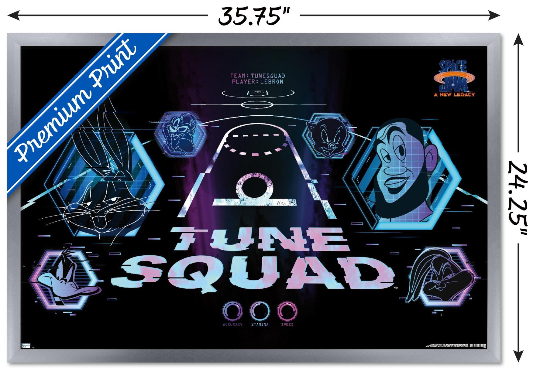 Space Jam: A New Legacy - Half Court Wall Poster, 22.375" x 34", Framed