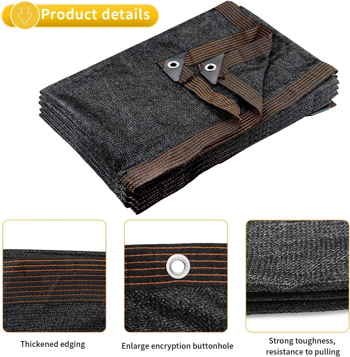 90% Shade Cloth, 6.5 x 6.5 FT Resistant Sun Shade Net ,Shade Cloth with Grommets, Mesh Shade Tarp for Greenhouse, Pergola,Plant, and Backyard Patio Sunshade,Black