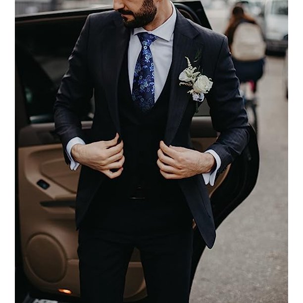 Men's Skulls & Roses Black Neck Tie Classic Fashion Silk