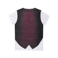 thumbnail image 4 of Yartina Mens Fake Two-Piece 3D Print T-Shirt Round Neck Short Sleeve T-Shirt Burgundy 4XL, 4 of 7