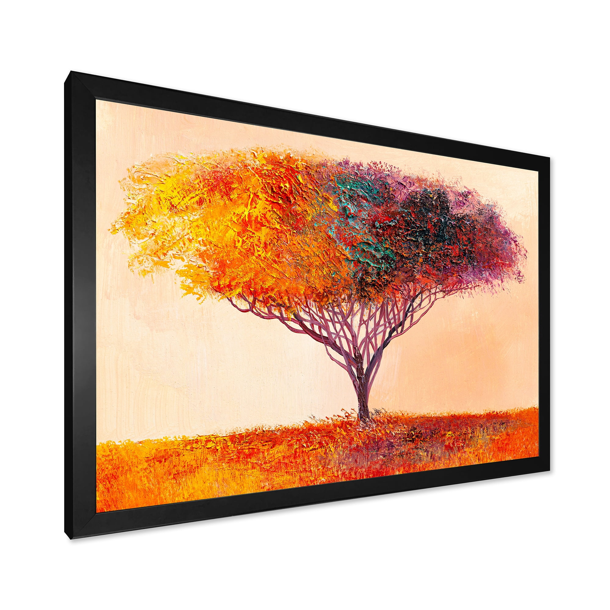 Designart 'Impressionist Landscape Colorful Abstract Tree' Modern Framed Art Print