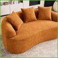thumbnail image 3 of Modern Curved Orange Chenille Loveseat - 65” No-Assembly Compact Sofa for Small Spaces with 3 Pillows, 3 of 26