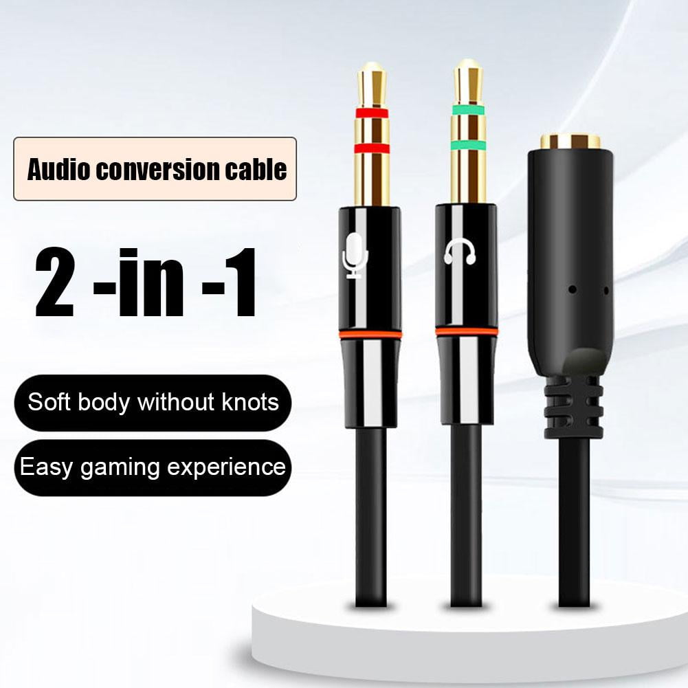 Headphone Splitter Adapter, 3.5mm Mic Cable for Computer, Headset 3.5mm Female to 2 Male Microphone Audio Stereo Jack, Earphones Adapter for PC Laptop Gaming