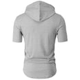thumbnail image 3 of H2H Men's Casual Slim Fit Hooded T-Shirts Short Sleeve Solid Color Pullover Top (CMOHOS009), 3 of 6