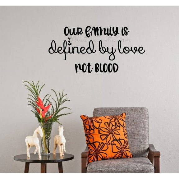 Adoption Wall Quotes Sticker | Family Defined By Love | Vinyl Decal Lettering 23x11-Inch Black