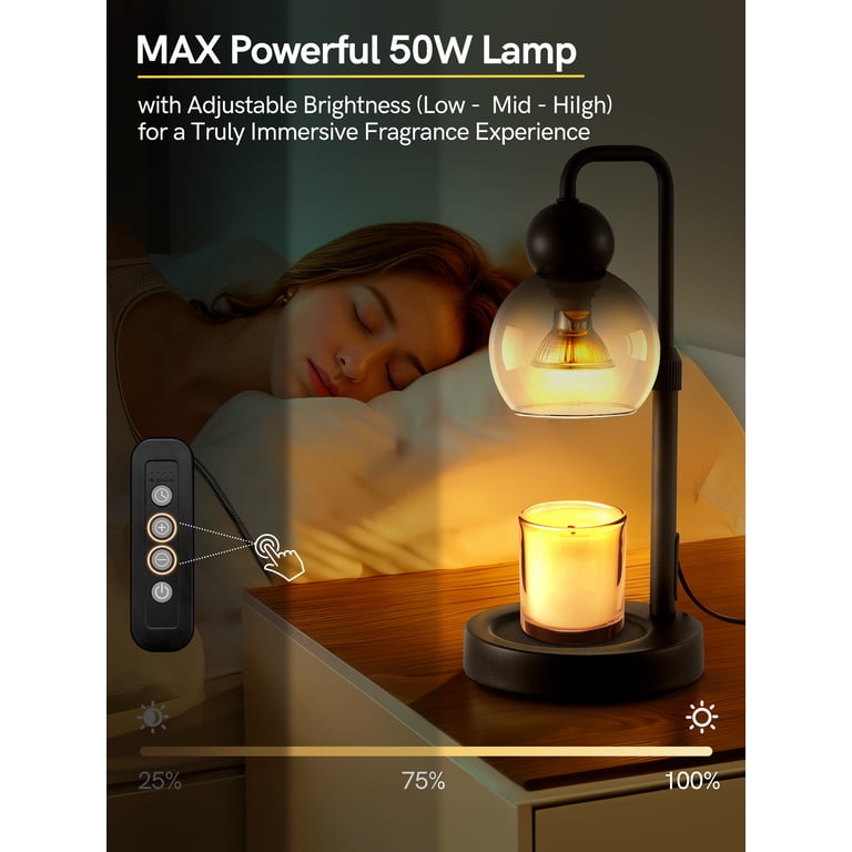Showyearn Candle Warmer Lamp With Timer & Dimmer - Adjustable Height, 2 Bulbs, Jar Candle Warmer