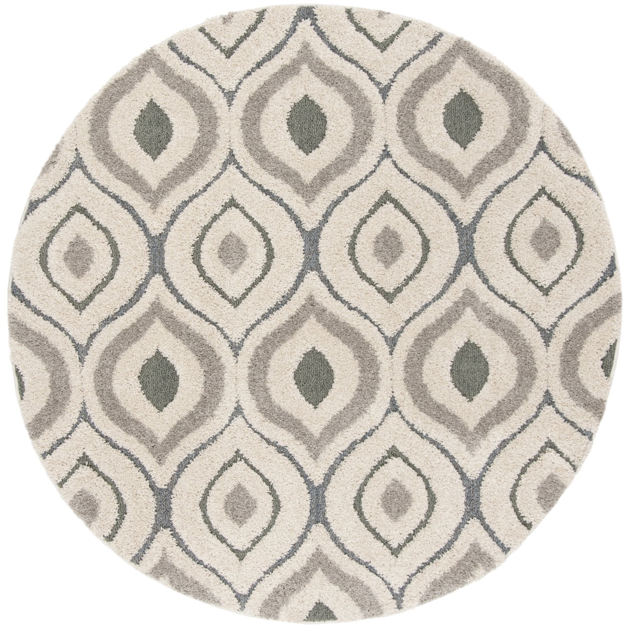 SAFAVIEH Florida Declan Geometric Shag Runner Rug, Cream/Light Blue, 2'3" x 5'