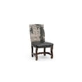 thumbnail image 5 of Set of 2 Gray and Black Dining Chairs Solid Wood with Chenille and Leather, 5 of 5