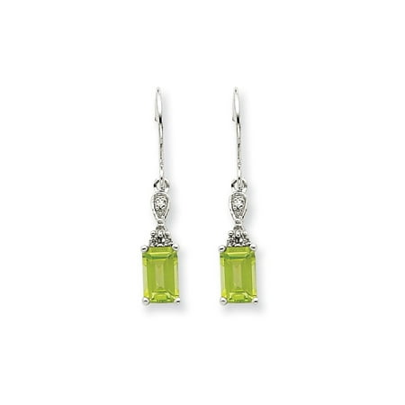 Ice Carats 14kt White Gold Green Peridot Diamond Drop Ice Carats 14kt White Gold Green Peridot Diamond Drop Dangle Chandelier Earrings Fine Jewelry