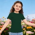 thumbnail image 2 of Girls Ribbed Knit Crew Neck Short Sleeve T Shirts Kids Casual Scallop Edge Solid Tees Tops, 2 of 4