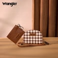 thumbnail image 4 of Wrangler KeyChain Wallet Wristlet Wallets for Women Dual Pouch Wristlet Rfid Blocking Credit Card Holder Wallet, Checkered-Brown, 4 of 8