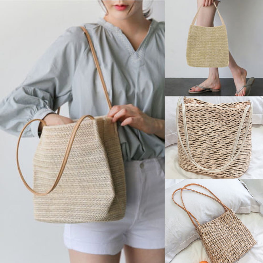 Vintage Women Shoulder Bags Casual Straw Woven Beach Bag Luxury