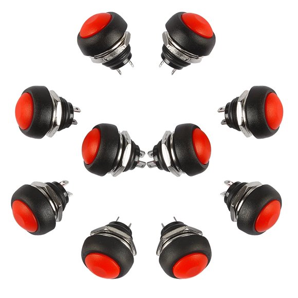 Larcele 10 Pcs Bouton Poussoir Étanche 12mm Instantané ANKG-01 (Rouge)