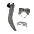 thumbnail image 3 of Conjunto de 3 piezas de orejas y cola de , disfraz de cosplay, conjunto para disfrazarse, espectáculo en Gris, 3 of 8