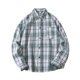 thumbnail image 1 of Blusa y camisa de manga larga con cuello vuelto para hombre, blusa informal a cuadros a la moda con botones y cuello vuelto, blusa de poliéster para hombre, 1 of 9
