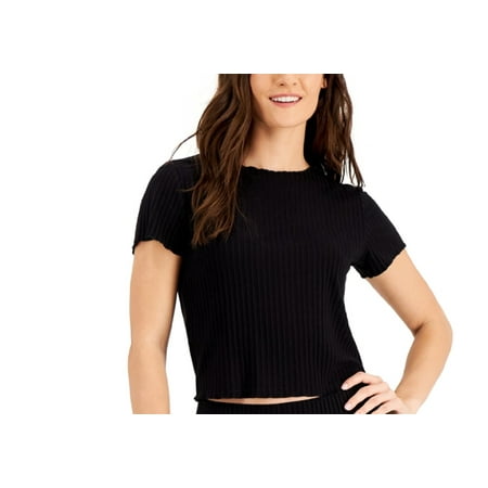 

Alfani Womens Ribbed Capri Pajamas Top Deep Black Large