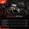 thumbnail image 2 of A-Premium Manifold Pressure (MAP) Sensor [3 Pins] Compatible with Smart Fortwo 2008-2015, 1.0L, Replace# 5WK9698, 4518206910, 2 of 6