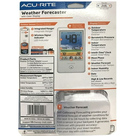 AcuRite 00512 Wireless Indoor Outdoor Weather Forecaster Digital Thermometer with Color Display