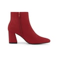thumbnail image 3 of BLISSFUL STEP Women's Pointy Toe Side Zip Block Heels Ankle Boots Red 9, 3 of 7
