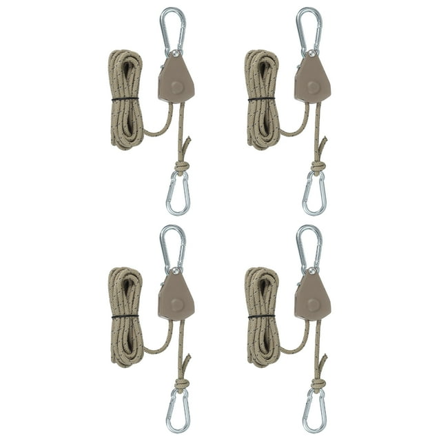 Uxcell Adjustable Rope Hanger, Ratchet Grow Light Hangers Reflective Reinforced Internal Gear Ratchet Coffee 1/8" x 8