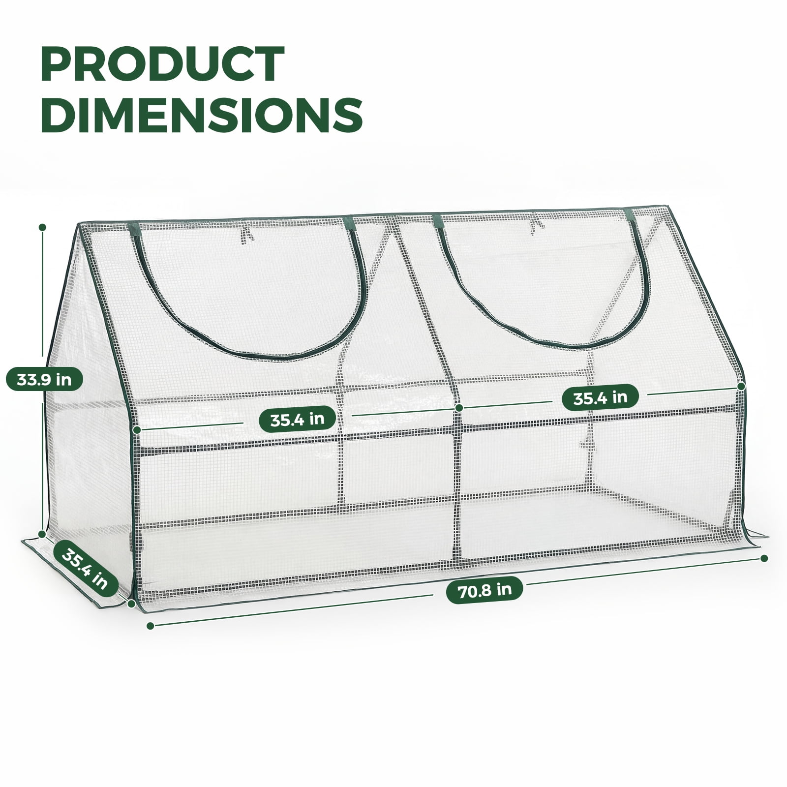 GENTINGBRO Mini Greenhouse with 2 Zipper Doors, Water-Resistant, UV-Protected for Flowers, Vegetables, and Herbs, Green