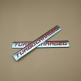 thumbnail image 3 of 2x Metal Silver With Red TURBOCHARGED Auto Badge Sport Emblem Sticker Decals, 3 of 8