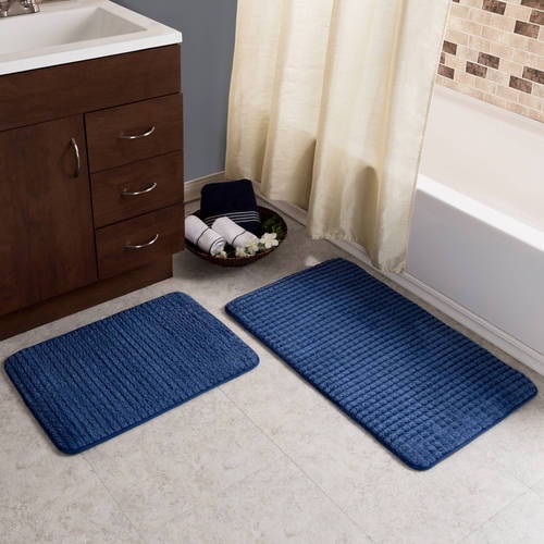 2 Pc Memory Foam Bath Mat Set by Somerset Home Woven Jacquard Fleece
