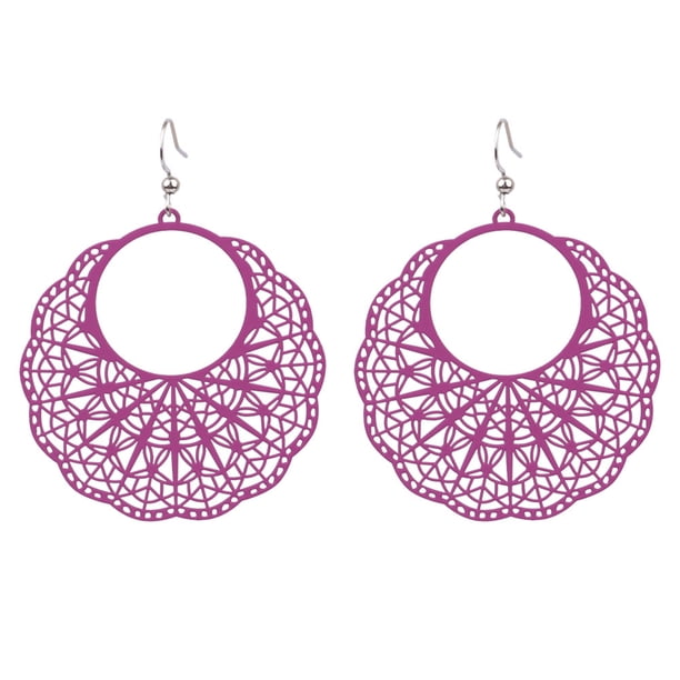 Qarigey 1 par de pendientes de cobre para mujer, redondos, elegantes, recubiertos a la moda, fáciles de combinar, joyería para pendientes, regalo de Ropa, zapatos y accesorios Miscelánea Púrpura Qarigey AP015713-01