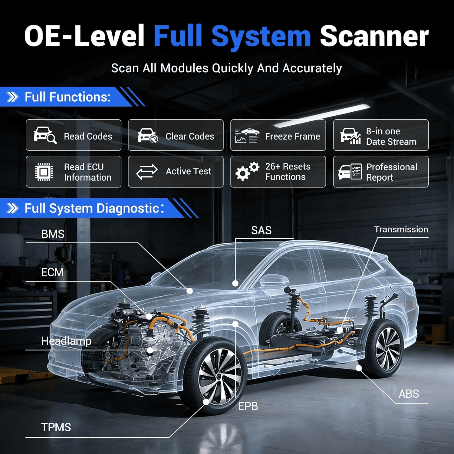 VDIAGTOOL D200 OBD2 Scanner Bluetooth, 2026 Bidirectional Scan Tool, 26+ Resets (Can Unlock 49+Resets), All System Diagnostic Scanner for All Vehicles, Free Updates