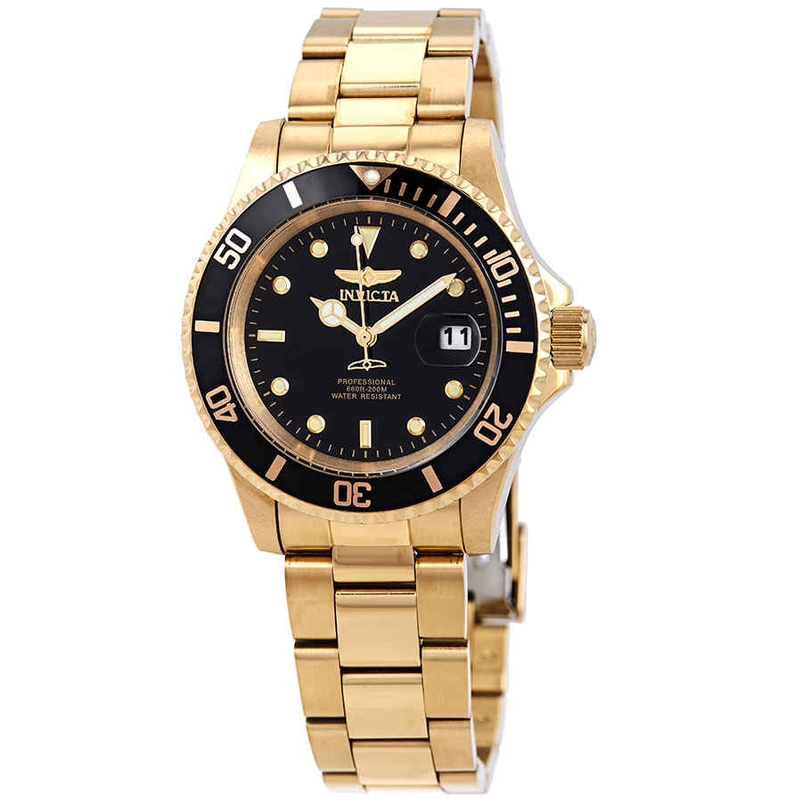 fårehyrde Tigge hjælpeløshed Invicta Pro Diver Gold-tone Black Dial 40 mm Men's Watch 26975 - Walmart.com