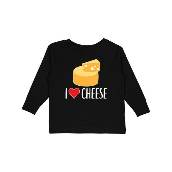 Inktastic I Love Cheese Funny Cheese Lover Boys or Girls Long Sleeve Toddler T-Shirt