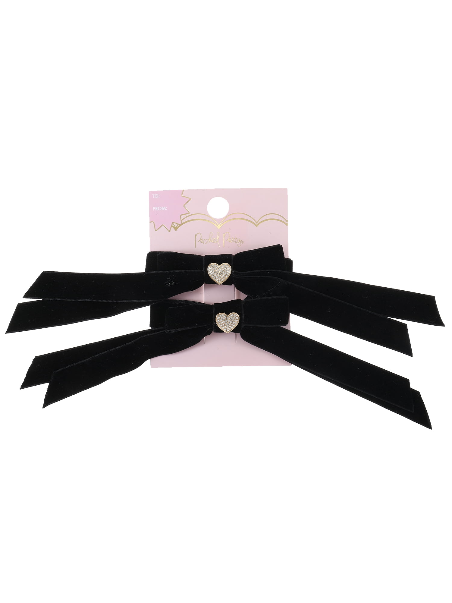 Packed Party Black Velvet Hair Bows, 2 Hair Clips