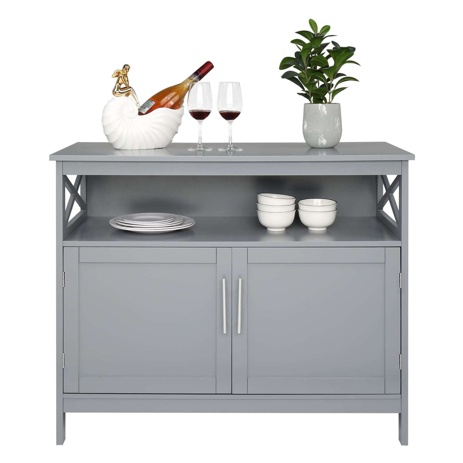 Lowestbest Kitchen Accent Buffet Side Cabinet, Entrance Service Locker Entrance Kitchen Restaurant Console, Gray Lowestbest Kitchen Accent Buffet Side Cabinet, Entrance Service Locker Entrance Kitchen Restaurant Console, Gray