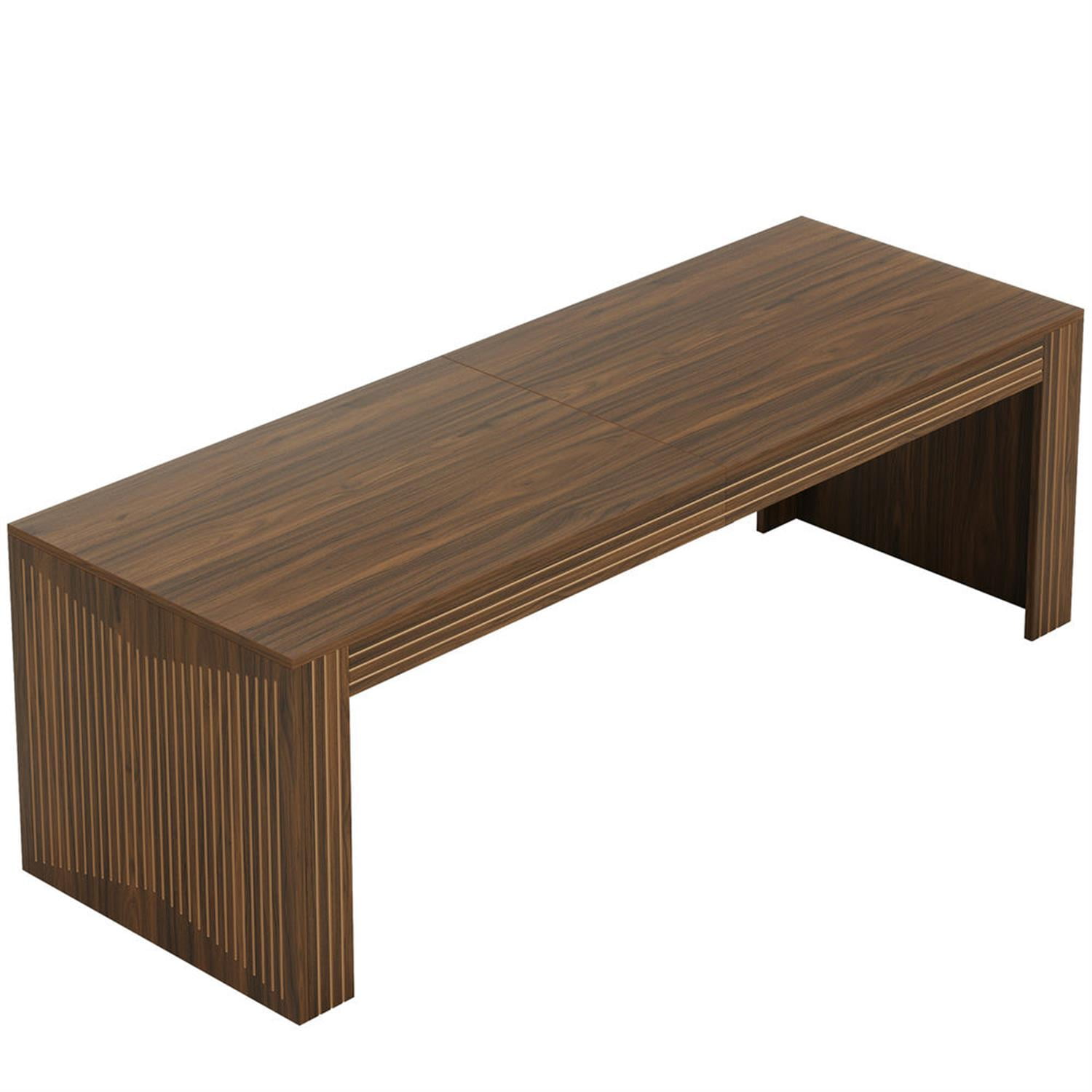 Demi Bonn 79" Two Person Wood Executive Computer Desk, Modern Duty Study Writing Gaming Table for Home Office, Rectangle Workstation, Brown