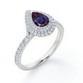 thumbnail image 4 of JeenMata Pave Design 1.5 Carat Pear Cut Lab Created Alexandrite and Moissanite Dual Halo Engagement Ring in 18K White Gold Plating over Silver, 4 of 6