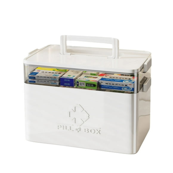 2 Tier Storage Empty Family Emergencies Kit Container Portable Storage Organizer Holder Multipurpose With Handle For Home Travel Platter Storage Containers