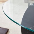 thumbnail image 3 of JUFU 47'' Modern Black Oval Glass Coffee Table, 3-Tier Modern Living Room Table with Faux Marble Finish, 3 of 11