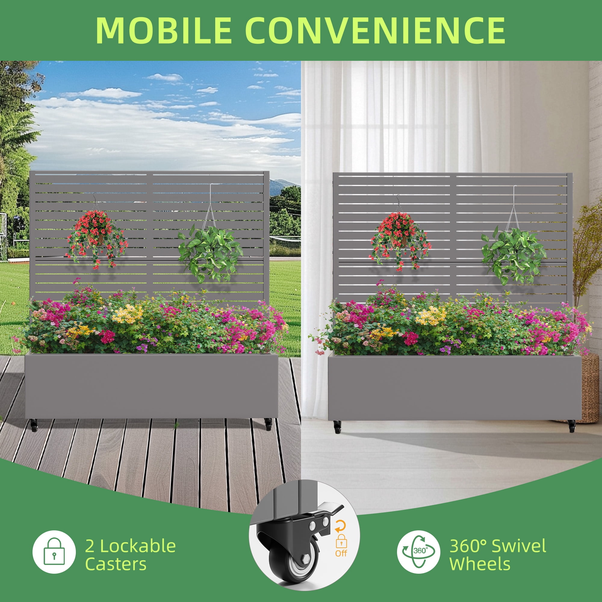 MAYEERTY 47x47 Iron Gray Planter with Climbing Frame