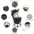 thumbnail image 4 of 13" Portable Ceramic Kamado Charcoal Grill with Stainless Steel Grate and Heat Deflectors for Outdoor Backyard, Camping BBQ Smoker, Black, 4 of 8