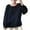 Dark Blue Shirts, variant on Htigea Women's Long Sleeve Shirts Cute Crewneck Ruffle Tops Casual Loose Fit Pullover Tees Lightweight Blouses Black L