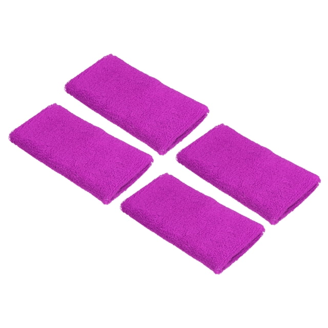 Unique Bargains Bracelets de Sport 8x15cm en Éponge Absorbante, Violet Rouge 4 Pack