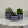 thumbnail image 6 of Modern Planter Set of 3, Vintage Floral Motifs, White Blue Ceramic, 6 of 6