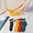 thumbnail image 5 of Fashion Japanese Stripes Autumn and Winter One Size Sports Socks Couple Socks Solid Color Cotton Socks YELLOW 1, 5 of 7