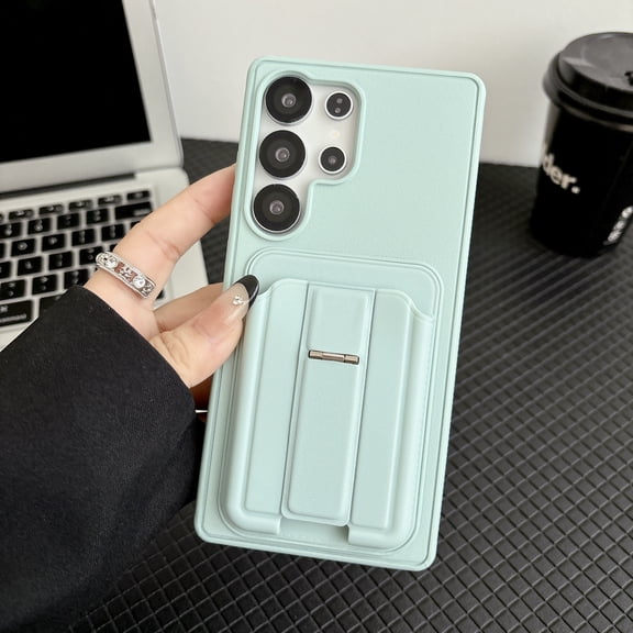 Allytechgroup for Samsung Galaxy A16 5G Back Cover Case with Kickstand & Card Slot, PC TPU Shock-Absorbent Anti-Scratch Lightweight Shockproof Protective Bumper for Women Men, Mint
