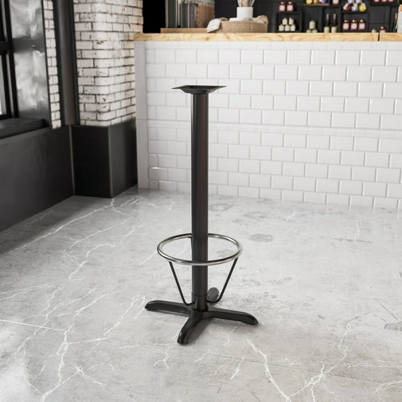BizChair 22'' x 22'' Restaurant Table X-Base with 3'' Dia. Bar Height Column and Foot Ring