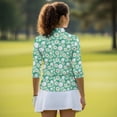 thumbnail image 5 of Uorisanigo Flower Golf Ball Womens Moisture Wicking Casual Tennis Activewear Comfortable Breathable Athletic Polo Workout Tops 3/4 Sleeve Fashion Outing Wear for Women Size S, 5 of 7
