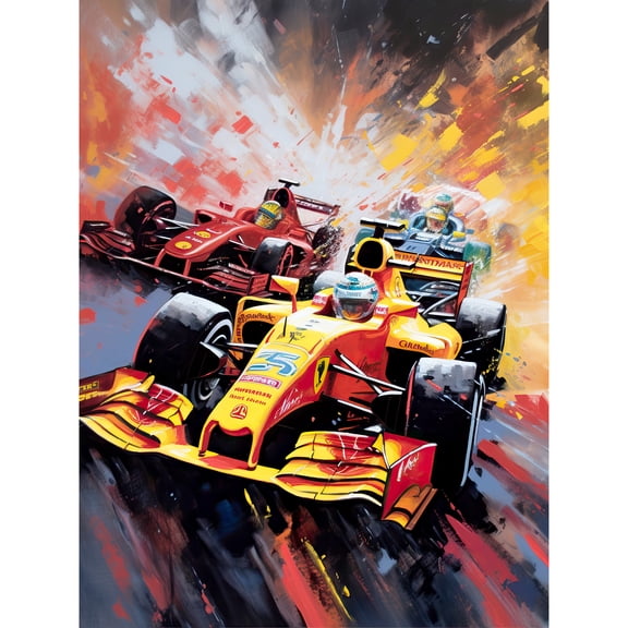 Grand Prix Championship Cars Racing on Track Unframed Wall Art Print Poster Home Decor Premium